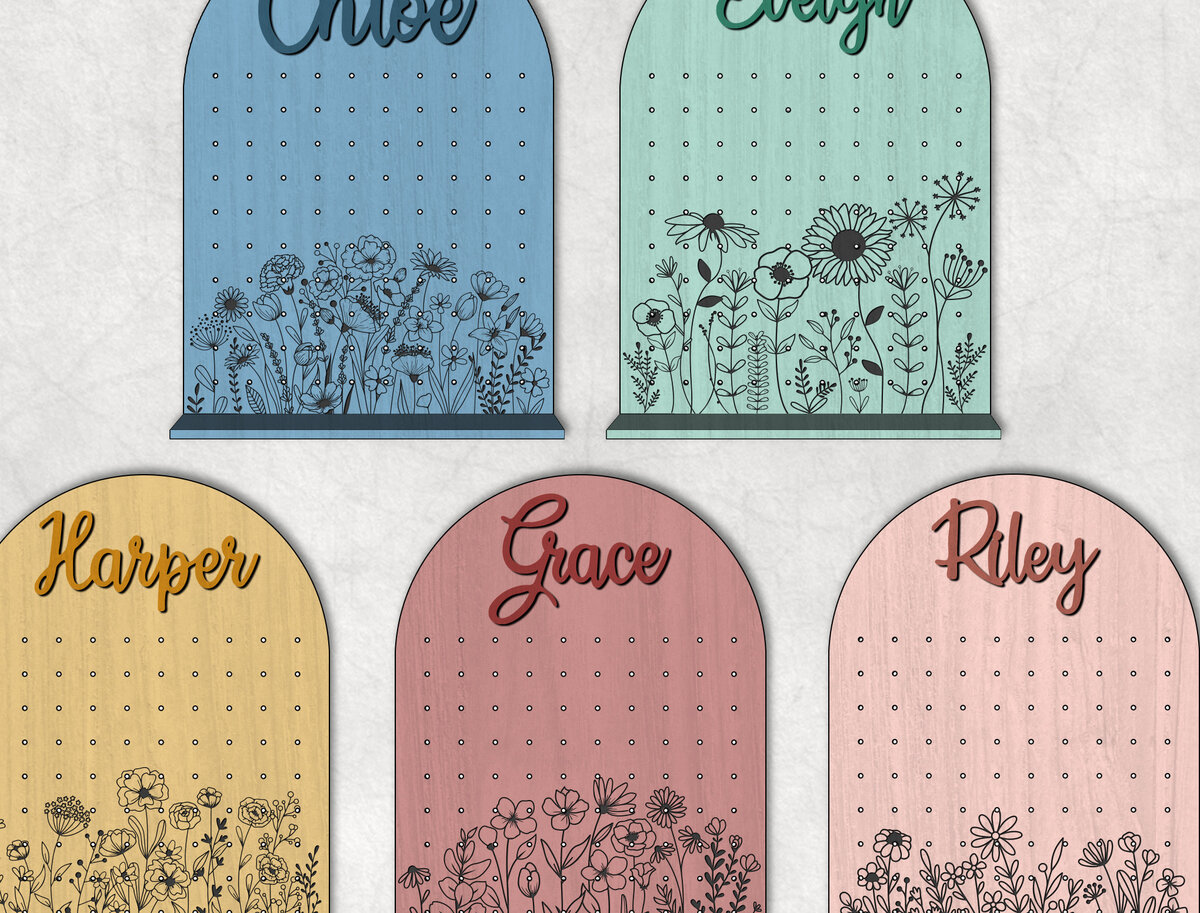 Intra απο ξύλο plywood  Χρώμα wenge 3mm-4mm πάχος - Στάση σκουλαρικιών με όνομα Flowers Δίασταση 20x20 cm INTRAFABR-89212031