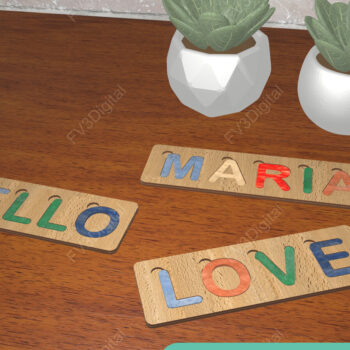 Intra απο ξύλο plywood  Χρώμα wenge 3mm-4mm πάχος - Προσαρμοσμένο όνομα υ κοπής με λέιζερ παζλ Δίασταση 30x20 cm INTRAFABR-89287433 - Image 1