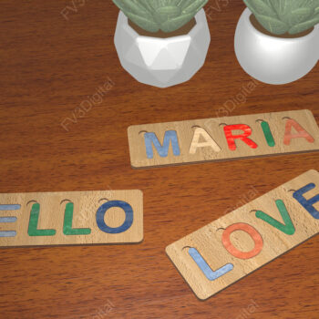 Intra απο ξύλο plywood  Χρώμα wenge 3mm-4mm πάχος - Προσαρμοσμένο όνομα υ κοπής με λέιζερ παζλ Δίασταση 30x20 cm INTRAFABR-89287433 - Image 2