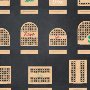 Intra απο ξύλο plywood  Χρώμα wenge 3mm-4mm πάχος - Βάση σκουλαρικιών με προσαρμοσμένο όνομα Rattan Δίασταση 20x20 cm INTRAFABR-110767495