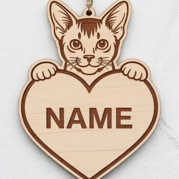 Intra απο ξύλο plywood  Χρώμα wenge 3mm-4mm πάχος - Προσαρμοσμένο Oriental Keychain Name Cat Δίασταση 4x4 cm INTRAFABR-111697055 - Image 1