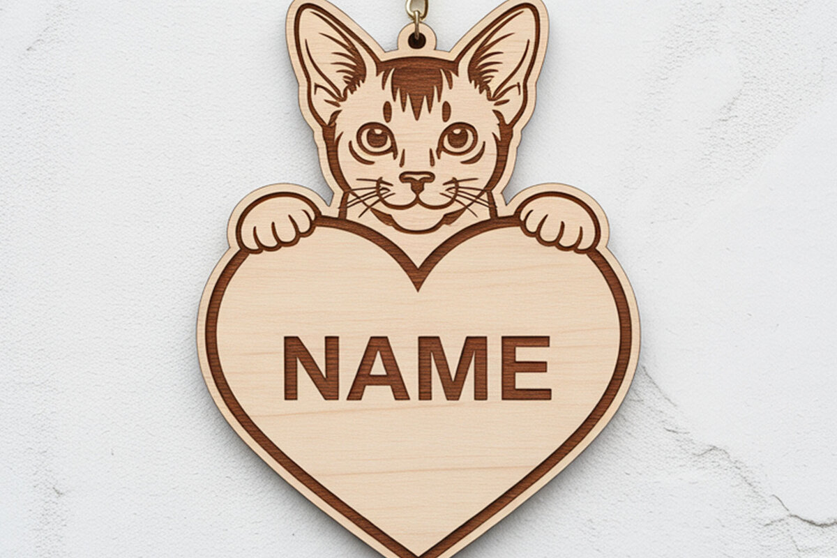 Intra απο ξύλο plywood  Χρώμα wenge 3mm-4mm πάχος - Προσαρμοσμένο Oriental Keychain Name Cat Δίασταση 4x4 cm INTRAFABR-111697055