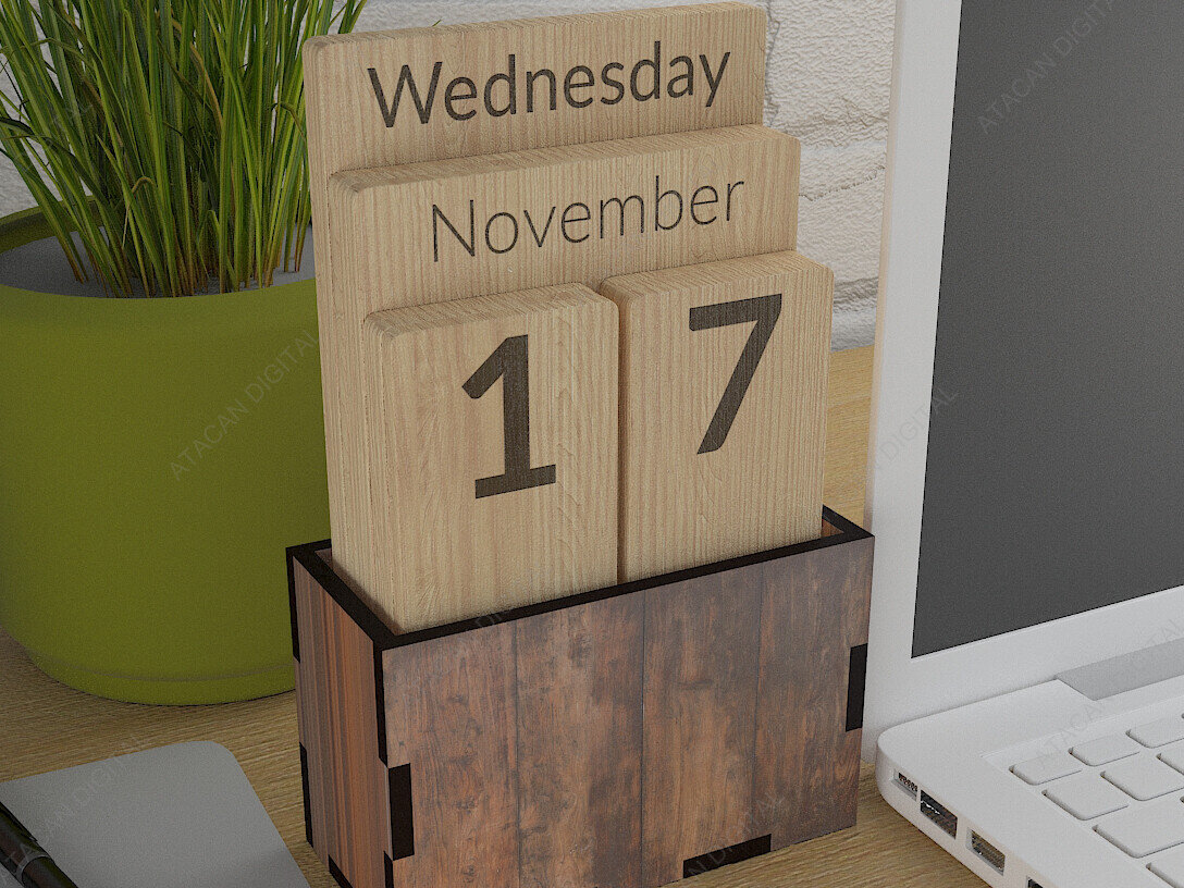 Intra απο ξύλο plywood  Χρώμα wenge 3mm-4mm πάχος - Προσαρμοσμένο Ξύλινο Μπλοκ Διαρκές Ημερολόγιο Δίασταση 20x20 cm INTRAFABR-109581297