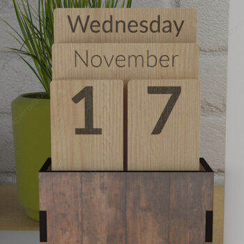 Intra απο ξύλο plywood  Χρώμα wenge 3mm-4mm πάχος - Προσαρμοσμένο Ξύλινο Μπλοκ Διαρκές Ημερολόγιο Δίασταση 20x20 cm INTRAFABR-109581297 - Image 4