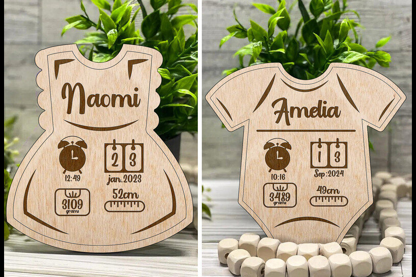 Intra απο ξύλο plywood  Χρώμα wenge 3mm-4mm πάχος - Προσαρμοσμένα Στατιστικά Ανακοινώσεων Γέννησης Μωρού Δίασταση 20x20 cm INTRAFABR-109675646