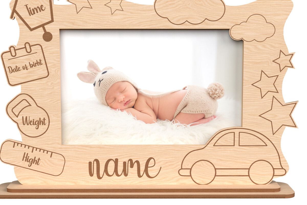 Intra απο ξύλο plywood  Χρώμα wenge 3mm-4mm πάχος - Προσαρμοσμένη κορνίζας μωρού Δίασταση 20x25 cm INTRAFABR-111360156