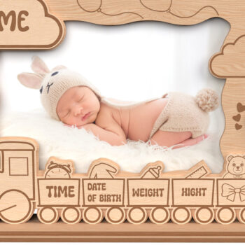 Intra απο ξύλο plywood  Χρώμα wenge 3mm-4mm πάχος - Προσαρμοσμένη κορνίζα μωρών με τρένο Δίασταση 20x25 cm INTRAFABR-71444442 - Image 1