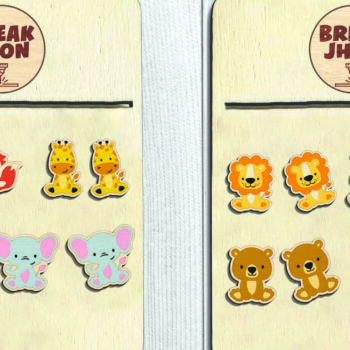 Intra απο ξύλο plywood Χρώμα wenge 3mm-4mm πάχος - Cute Animal Stud Earrings -Break Jhon Δίασταση 3x3 cm INTRAFABR-93046990 - Image 1