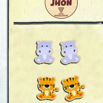 Intra απο ξύλο plywood Χρώμα wenge 3mm-4mm πάχος - Cute Animal Stud Earrings -Break Jhon Δίασταση 3x3 cm INTRAFABR-93046990 - Image 2