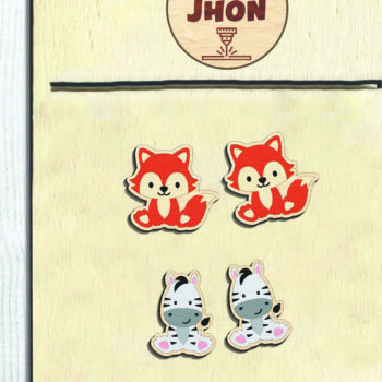 Intra απο ξύλο plywood Χρώμα wenge 3mm-4mm πάχος - Cute Animal Stud Earrings -Break Jhon Δίασταση 3x3 cm INTRAFABR-93046990 - Image 3