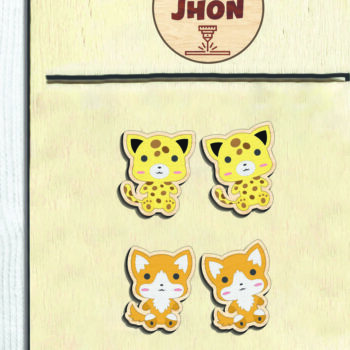 Intra απο ξύλο plywood Χρώμα wenge 3mm-4mm πάχος - Cute Animal Stud Earrings -Break Jhon Δίασταση 3x3 cm INTRAFABR-108521232 - Image 2