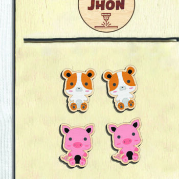 Intra απο ξύλο plywood Χρώμα wenge 3mm-4mm πάχος - Cute Animal Stud Earrings -Break Jhon Δίασταση 3x3 cm INTRAFABR-108521232 - Image 4