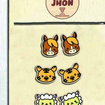 Intra απο ξύλο plywood Χρώμα wenge 3mm-4mm πάχος - Cute Animal Stud Earrings -Break Jhon Δίασταση 3x3 cm INTRAFABR-111374362 - Image 2