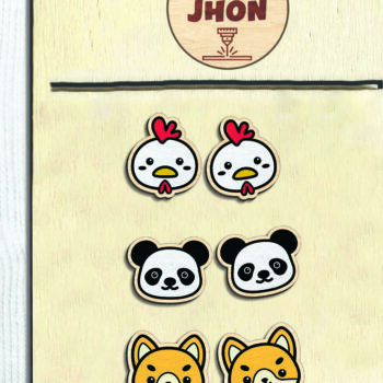 Intra απο ξύλο plywood Χρώμα wenge 3mm-4mm πάχος - Cute Animal Stud Earrings -Break Jhon Δίασταση 3x3 cm INTRAFABR-111374362 - Image 3