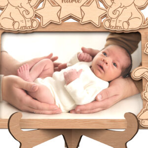 Intra απο ξύλο plywood  Χρώμα wenge 3mm-4mm πάχος - Κορνίζα μωρών με θέμα το χαριτωμένο ζώο Δίασταση 20x25 cm INTRAFABR-124683463