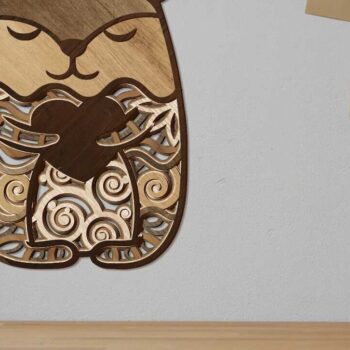 Intra απο ξύλο plywood  Χρώμα wenge 3mm-4mm πάχος - Πρότυπα δέσμης χαριτωμένα ζώα Δίασταση 14x8 cm INTRAFABR-124682515 - Image 2