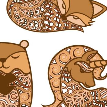 Intra απο ξύλο plywood  Χρώμα wenge 3mm-4mm πάχος - Πρότυπα δέσμης χαριτωμένα ζώα Δίασταση 14x8 cm INTRAFABR-124682515 - Image 3