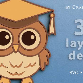 Intra απο ξύλο plywood  Χρώμα wenge 3mm-4mm πάχος - Χαριτωμένη κουκουβάγια με καπάκι αποφοίτησης 3D Δίασταση 30x20 cm INTRAFABR-9741879 - Image 1