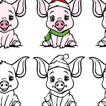 Intra απο ξύλο plywood Χρώμα wenge 3mm-4mm πάχος - Cute Baby Piggy Christmas Cutable Δίασταση 15x15 cm INTRAFABR-123467600 - Image 1