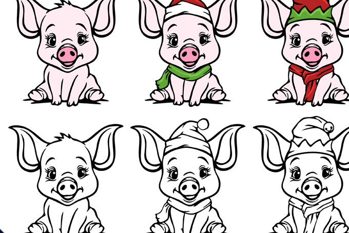 Intra απο ξύλο plywood  Χρώμα wenge 3mm-4mm πάχος - Cute Baby Piggy Christmas Cutable Δίασταση 15x15 cm INTRAFABR-123467600