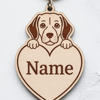 Intra απο ξύλο plywood Χρώμα wenge 3mm-4mm πάχος - Cute Beagle Heart Keychain Δίασταση 4x4 cm INTRAFABR-122537965 - Image 1