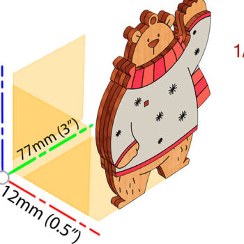 Intra απο ξύλο plywood Χρώμα wenge 3mm-4mm πάχος - Cute Bear Δίασταση 20x20 cm INTRAFABR-24251174 - Image 2