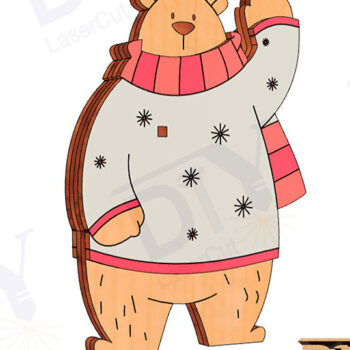 Intra απο ξύλο plywood Χρώμα wenge 3mm-4mm πάχος - Cute Bear Δίασταση 20x20 cm INTRAFABR-24251174 - Image 3