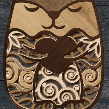 Intra απο ξύλο plywood  Χρώμα wenge 3mm-4mm πάχος - Χαριτωμένο αρκουδάκι με Ξύλινη Καρδιά κομμένη διακόσμηση Δίασταση 14x8 cm INTRAFABR-79220981 - Image 1