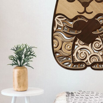 Intra απο ξύλο plywood  Χρώμα wenge 3mm-4mm πάχος - Χαριτωμένο αρκουδάκι με Ξύλινη Καρδιά κομμένη διακόσμηση Δίασταση 14x8 cm INTRAFABR-79220981 - Image 3