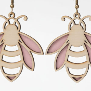 Intra απο ξύλο plywood  Χρώμα wenge 3mm-4mm πάχος - Χαριτωμένα σκουλαρίκια με στρώματα μέλισσας Δίασταση 3x3 cm INTRAFABR-101332328