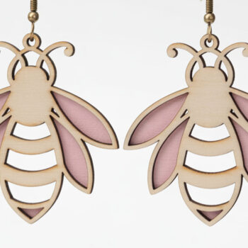 Intra απο ξύλο plywood Χρώμα wenge 3mm-4mm πάχος - Χαριτωμένα σκουλαρίκια με στρώματα μέλισσας Δίασταση 3x3 cm INTRAFABR-101332328 - Image 1