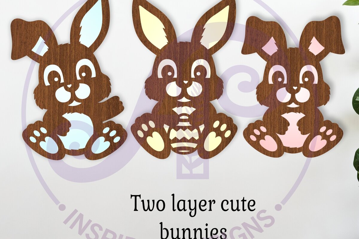 Intra απο ξύλο plywood  Χρώμα wenge 3mm-4mm πάχος - Cute Bunnies, File Δίασταση 15x15 cm INTRAFABR-22957255