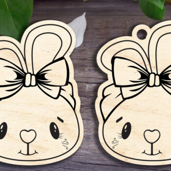 Intra απο ξύλο plywood  Χρώμα wenge 3mm-4mm πάχος - Χαριτωμένο λαγουδάκι Δίασταση 6x6 cm INTRAFABR-87263669 - Image 1