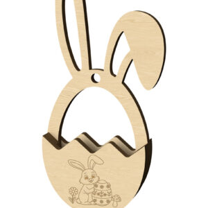 Intra απο ξύλο plywood  Χρώμα wenge 3mm-4mm πάχος - Χαριτωμένο λαγουδάκι Πασχαλινό καλάθι Δίασταση 30x20 cm INTRAFABR-87260574