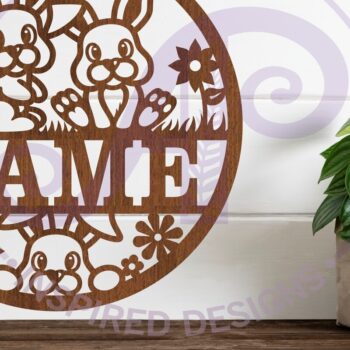 Intra απο ξύλο plywood  Χρώμα wenge 3mm-4mm πάχος - Cute Bunny Name Decor Δίασταση 15x15 cm INTRAFABR-87259318 - Image 1