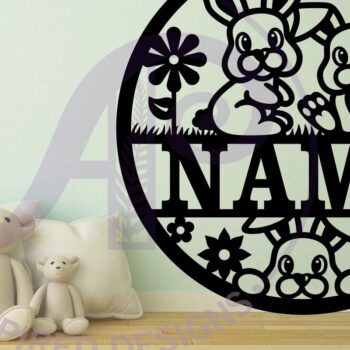 Intra απο ξύλο plywood  Χρώμα wenge 3mm-4mm πάχος - Cute Bunny Name Decor Δίασταση 15x15 cm INTRAFABR-87259318 - Image 2