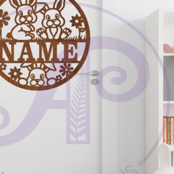 Intra απο ξύλο plywood  Χρώμα wenge 3mm-4mm πάχος - Cute Bunny Name Decor Δίασταση 15x15 cm INTRAFABR-87259318 - Image 3