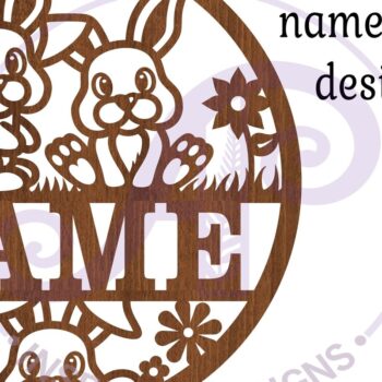 Intra απο ξύλο plywood  Χρώμα wenge 3mm-4mm πάχος - Cute Bunny Name Decor Δίασταση 15x15 cm INTRAFABR-87259318 - Image 4