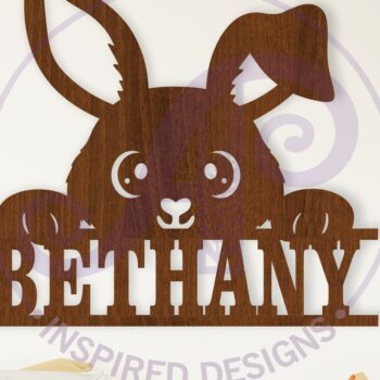 Intra απο ξύλο plywood Χρώμα wenge 3mm-4mm πάχος - Cute Bunny Name κοπής με λέιζερ Δίασταση 15x15 cm INTRAFABR-22571109 - Image 1