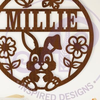 Intra απο ξύλο plywood  Χρώμα wenge 3mm-4mm πάχος - Χαριτωμένο λαγουδάκι με όνομα Laser Δίασταση 30x20 cm INTRAFABR-33820463 - Image 1