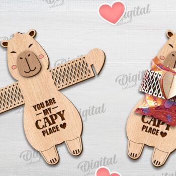 Intra απο ξύλο plywood Χρώμα wenge 3mm-4mm πάχος - Cute Capybara Candy Holder Δίασταση 30x20 cm INTRAFABR-108901908 - Image 1