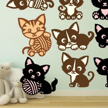 Intra απο ξύλο plywood Χρώμα wenge 3mm-4mm πάχος - Cute Cat σχήματα αρχείων. 3 Γάτες Ι Δίασταση 30x20 cm INTRAFABR-99201667 - Image 2