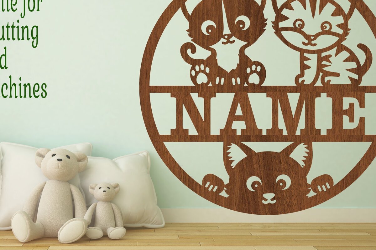 Intra απο ξύλο plywood  Χρώμα wenge 3mm-4mm πάχος - Πινακίδα ονόματος χαριτωμένης γάτας Art Δίασταση 30x20 cm INTRAFABR-106046674