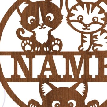 Intra απο ξύλο plywood Χρώμα wenge 3mm-4mm πάχος - Πινακίδα ονόματος χαριτωμένης γάτας Art Δίασταση 30x20 cm INTRAFABR-106046674 - Image 2