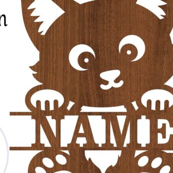 Intra απο ξύλο plywood  Χρώμα wenge 3mm-4mm πάχος - Πινακίδα ονόματος χαριτωμένης γάτας Art Δίασταση 30x20 cm INTRAFABR-105325884 - Image 2