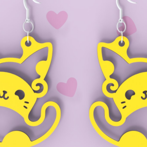 Intra απο ξύλο plywood  Χρώμα wenge 3mm-4mm πάχος - Χαριτωμένα σκουλαρίκια σε σχήμα γάτας, γάτας κομμένα με λέιζερ Δίασταση 3x3 cm INTRAFABR-68455335