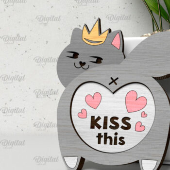 Intra απο ξύλο plywood  Χρώμα wenge 3mm-4mm πάχος - Πακέτο κοπής με λέιζερ Cute Cats. Γάτες Δίασταση 30x20 cm INTRAFABR-75259242 - Image 8