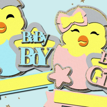 Intra απο ξύλο plywood Χρώμα wenge 3mm-4mm πάχος - Cute Chick Girl or Boy Topper 3D Δίασταση 20x20 cm INTRAFABR-32254935 - Image 1