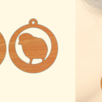 Intra απο ξύλο plywood  Χρώμα wenge 3mm-4mm πάχος - Χαριτωμένα Ξύλινα Σκουλαρίκια Κοτόπουλου με Δίασταση 3x3 cm INTRAFABR-117302795 - Image 1