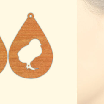 Intra απο ξύλο plywood Χρώμα wenge 3mm-4mm πάχος - Χαριτωμένα Ξύλινα Σκουλαρίκια Κοτόπουλου με Δίασταση 3x3 cm INTRAFABR-39076100 - Image 1